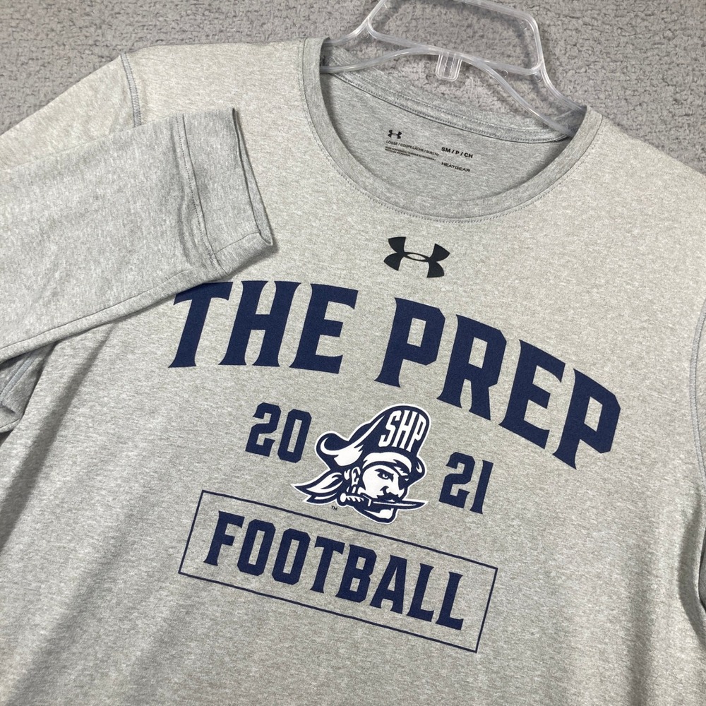 Seton Hall The Prep Football Shirt Mens Sm Gray HeatGear Long Sleeve Lightweight